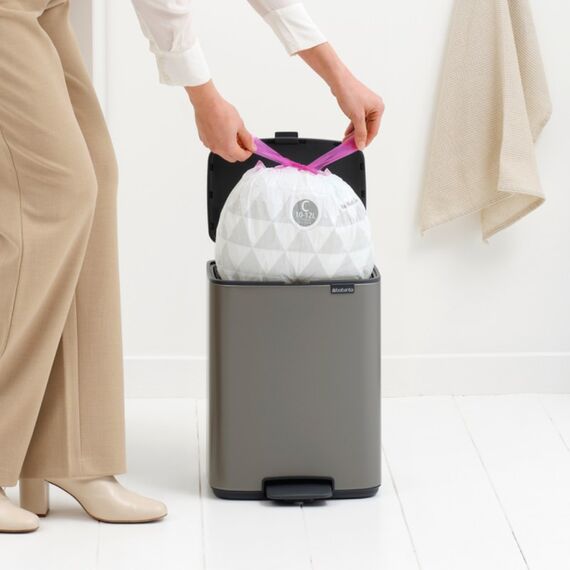 Brabantia Bo Pedal Bin 12 l Rechteckig Stahl Platin, Farbe: Platin, 2 image