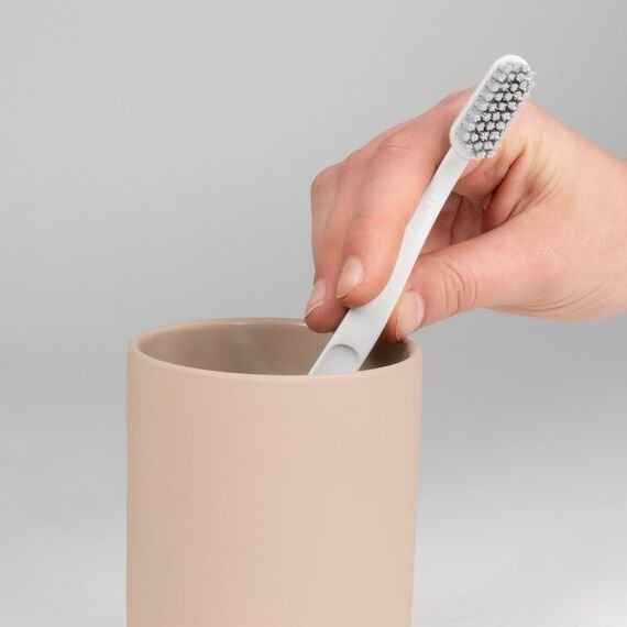 Kela 23950 Zahnputzbecher Keramik Rund Einzelbild Freistehender Badezimmerbecher, Farbe: Beige, 2 image