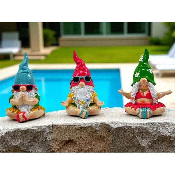 dameco 24174 Gartenfigur Gartenstatue Gnom Polyresin Beige, Schwarz, Blau, Grün, Rot, Weiß, Gelb 3 Stück(e), 3 image