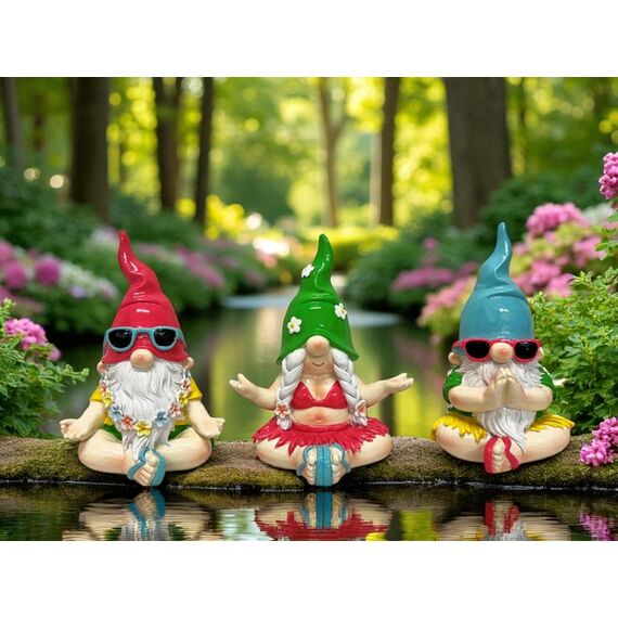 dameco 24174 Gartenfigur Gartenstatue Gnom Polyresin Beige, Schwarz, Blau, Grün, Rot, Weiß, Gelb 3 Stück(e), 5 image