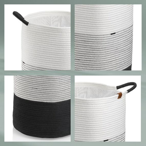Kela 24453 Wäschekorb Rund Baumwolle, Polyester Schwarz, Weiß, 3 image