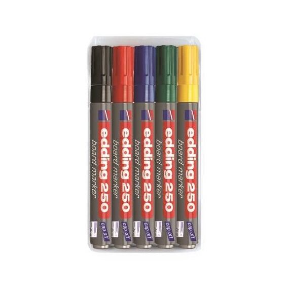 Edding 250 Marker 5 Stück(e) Schwarz, Blau, Grün, Rot, Gelb