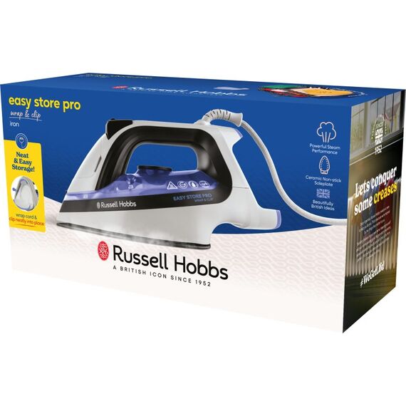 Russell Hobbs Wrap & Clip Dampfbügeleisen Keramik-Bügelsohle 2400 W Schwarz, Blau, Weiß, 8 image
