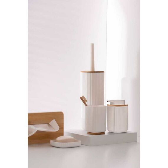 WENKO Rotello Weiß, Holz Freistehender Zahnbürstenhalter, 2 image