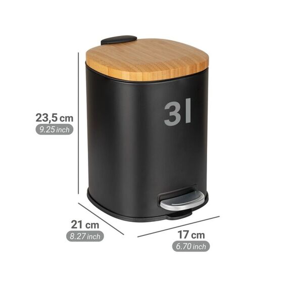 WENKO Fianema Rund Edelstahl Schwarz, Holz, Farbe: Schwarz, Holz, 4 image