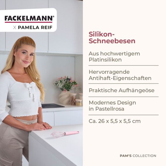 Fackelmann 26555 Schneebesen Ballon-Schneebesen Edelstahl, Silikon Pink, 4 image