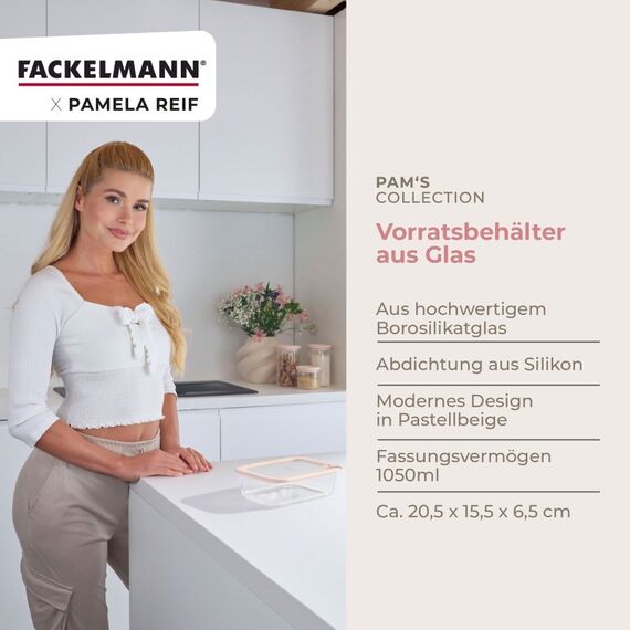 Fackelmann 26569 Lebensmittelaufbewahrungsbehälter Rechteckig Container 1,05 l Beige, Transparent, 5 image