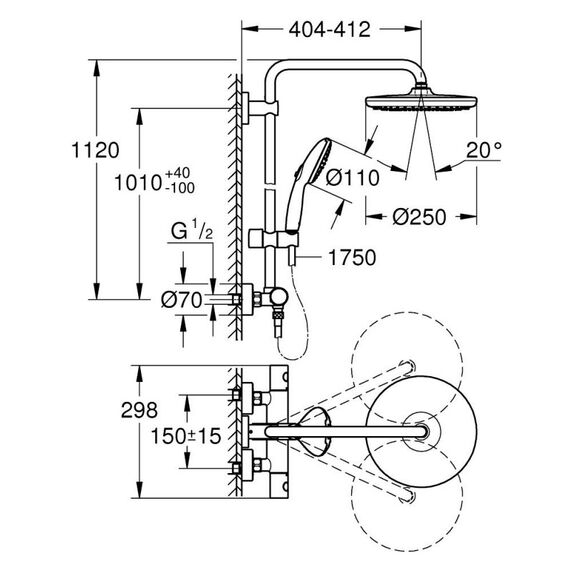GROHE Vitalio Start System 250 Duschsystem Schwarz, 3 image