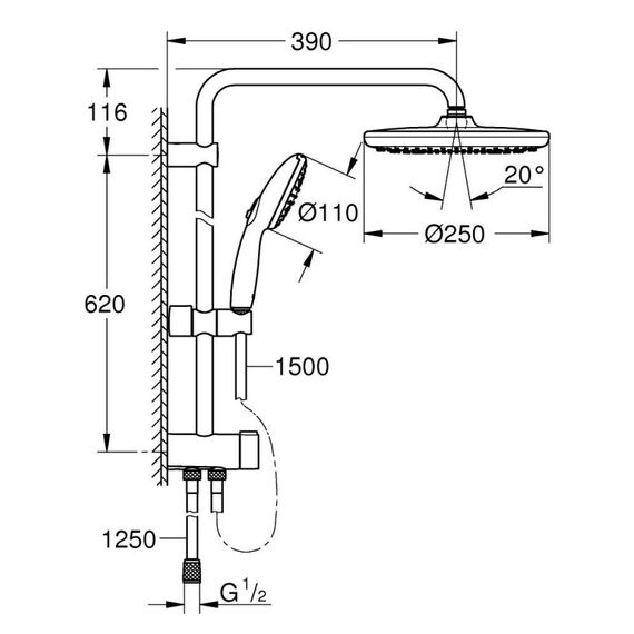 GROHE Vitalio Start System 250 Duschsystem Chrom, 3 image