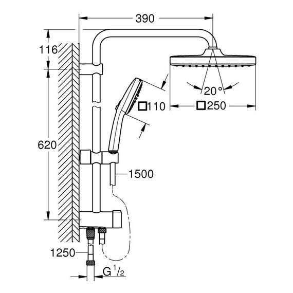 GROHE Vitalio Comfort 250 Duschsystem Schwarz, 4 image
