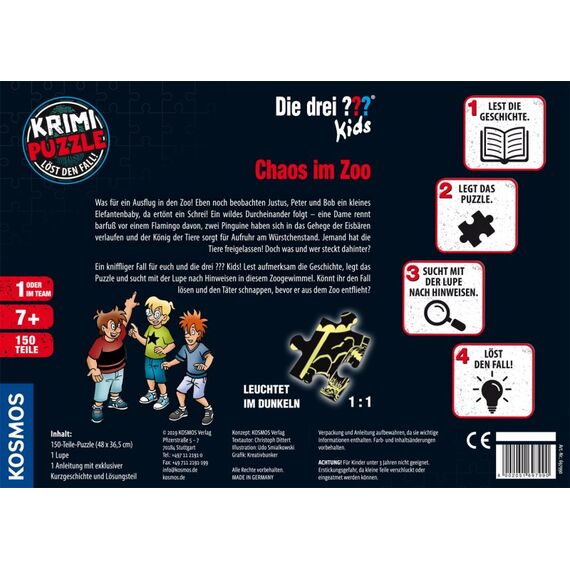 Kosmos Krimi Puzzle: Die drei? Kids - Chaos im Zoo