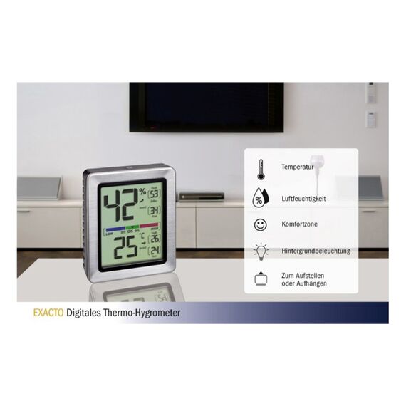 TFA-Dostmann EXACTO Drinnen Elektronisches Hygrometer Silber, 3 image
