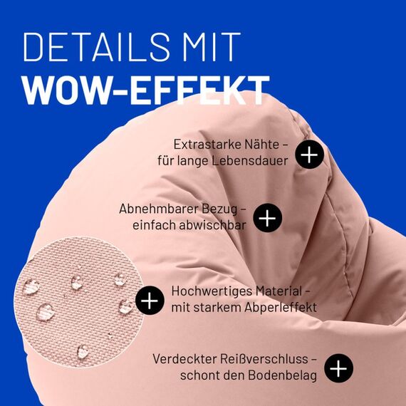Lumaland Runder Sitzsack 2 in 1 Rose Drinnen Stuhl, 5 image