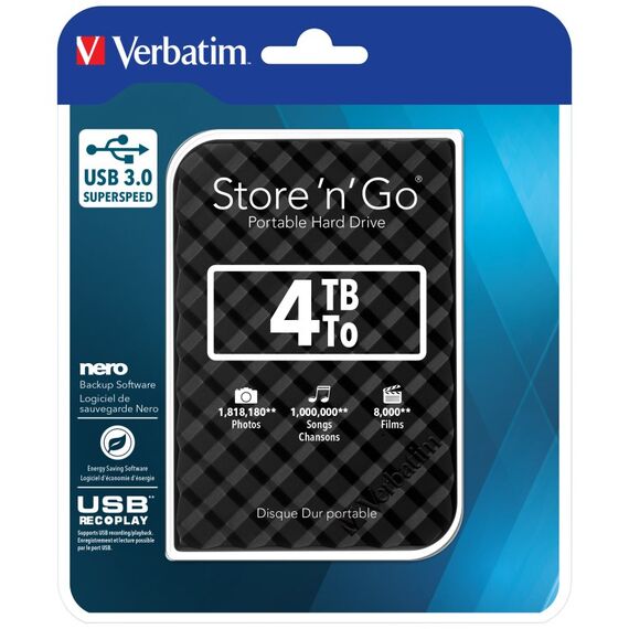 Verbatim Portables Festplattenlaufwerk Store 'n' Go USB 3.0, 4 TB, Schwarz, 3 image