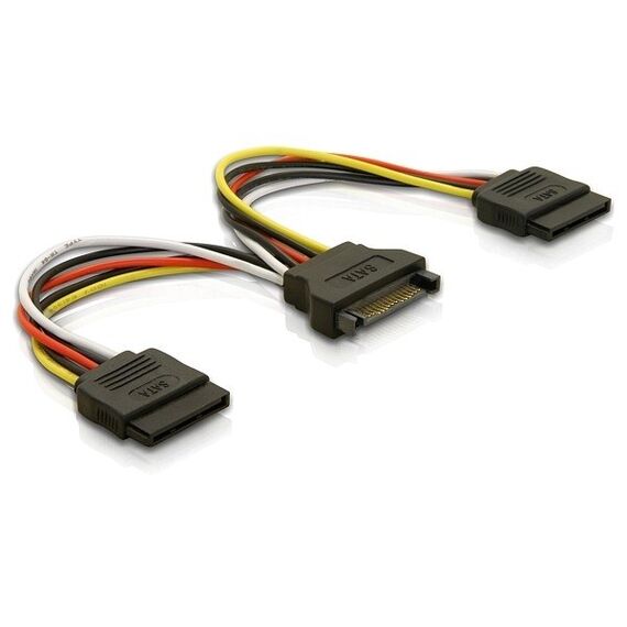 DeLOCK Cable Power SATA 15pin > 2x SATA HDD – straight 0,15 m