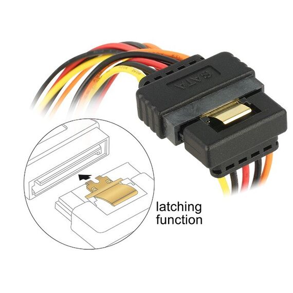 DeLOCK 60145 SATA-Kabel 0,15 m SATA 15-Pin Schwarz, Orange, Rot, Gelb