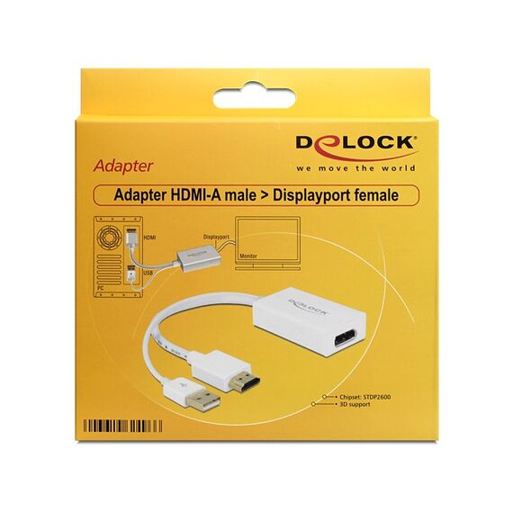 DeLOCK 62496 Videokabel-Adapter 0,245 m DisplayPort HDMI + USB Weiß