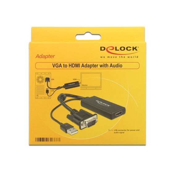 DeLOCK 0.25m VGA+USB2.0-A/HDMI 0,25 m VGA (D-Sub) + USB Schwarz
