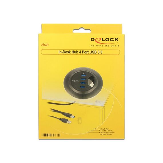 DeLOCK 62868 Schnittstellen-Hub USB 3.2 Gen 1 (3.1 Gen 1) Type-A 5000 Mbit/s Schwarz, 4 image