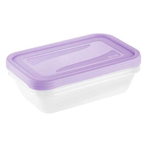 keeeper Fredo Rechteckig Container 2,4 l Violett, Transparent 3 Stück(e), Farbe: Violett, Transparent
