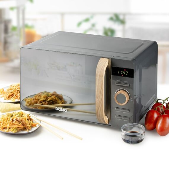 Domo DO3420 Mikrowelle Grau, Holz Solo-Mikrowelle Arbeitsplatte 20 l 800 W, 3 image