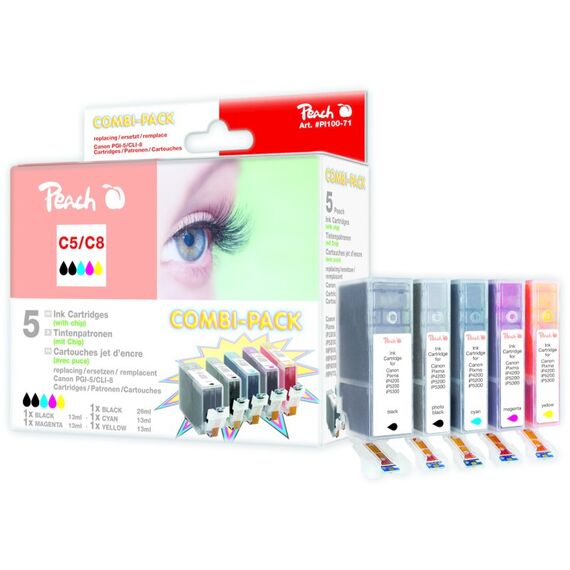 Peach 313257 Druckerpatrone 5 Stück(e) Schwarz, Cyan, Magenta, Gelb