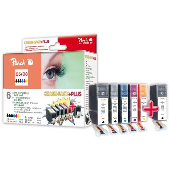 Peach C5/C8 2xbk, c, m, y, pbk Spar Pack Plus Tintenpatronen