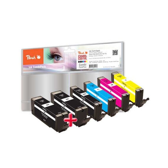 Peach C550XL/C551XL 2xbk, c, m, y, pbk Spar Pack Plus Tintenpatronen