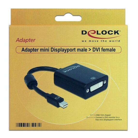 DeLOCK Adapter mini Displayport 0,18 m DVI-I Schwarz