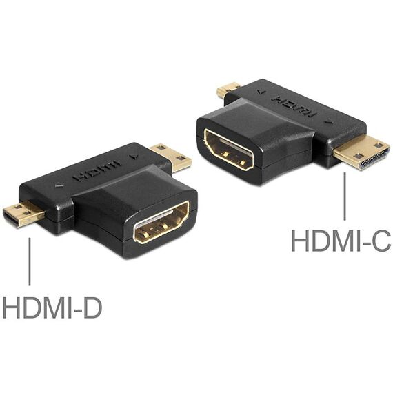 DeLOCK 65446 Kabeladapter HDMI-C / HDMI-D HDMI-A Schwarz