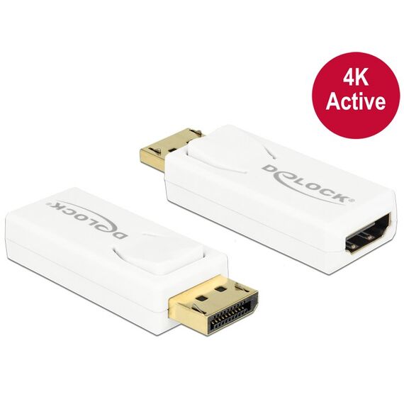 DeLOCK 65580 Kabeladapter Displayport 1.2 HDMI Weiß, Farbe: Weiß