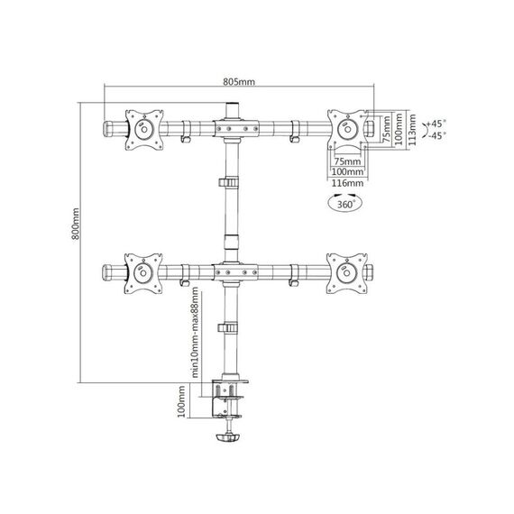 Multibrackets 3316 Flachbildschirm-Tischhalterung 68,6 cm (27") Tisch/Bank Schwarz, 5 image
