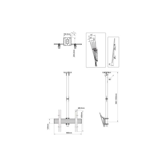 Multibrackets 3446 Halterung für Schilderdisplays 165,1 cm (65") Schwarz, 8 image