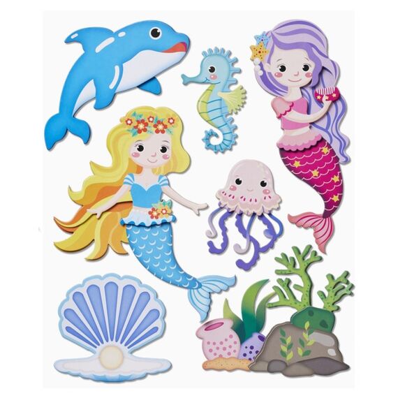 HobbyFun 3D Stickers XXL Mermaid Aufkleber für Kinder