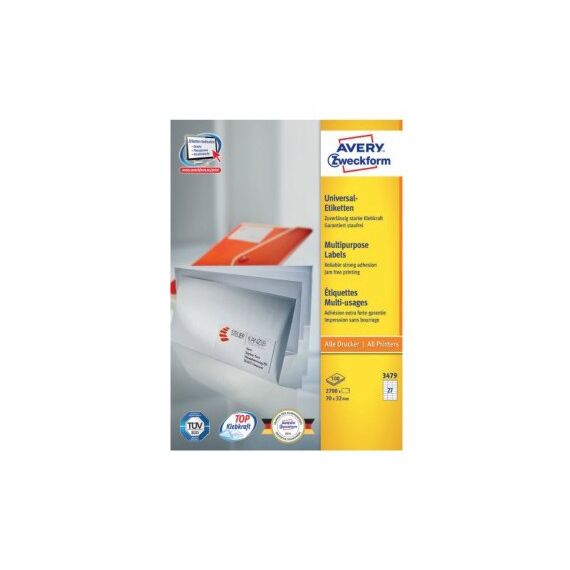 Avery 3479Z selbstklebendes Etikett Rechteck Weiß 2700 Stück(e)