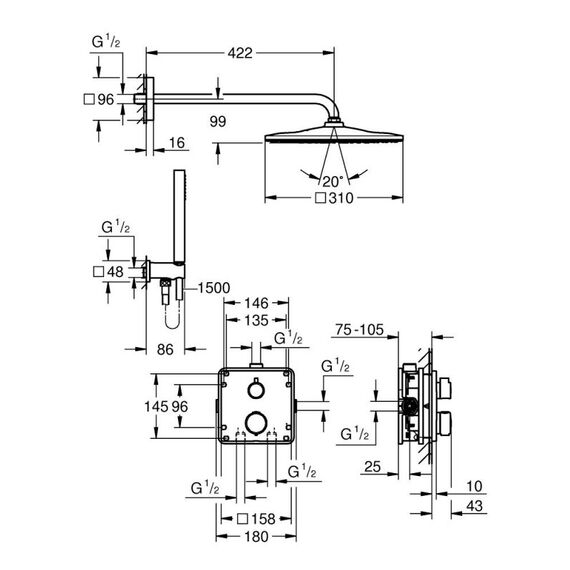 GROHE Precision Thermostatique Duschsystem Chrom, 4 image