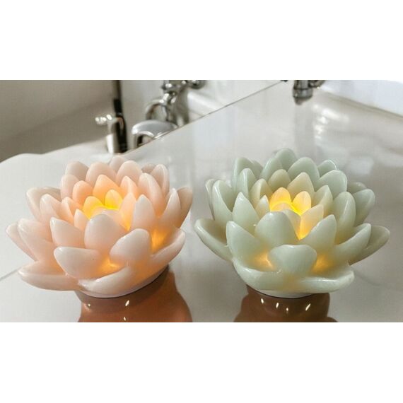 dameco LED Wachskerze Lotus Blüte 2-assortiert rosa und türkis grün, 2 image