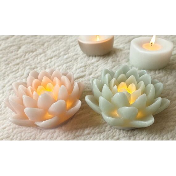 dameco LED Wachskerze Lotus Blüte 2-assortiert rosa und türkis grün, 3 image