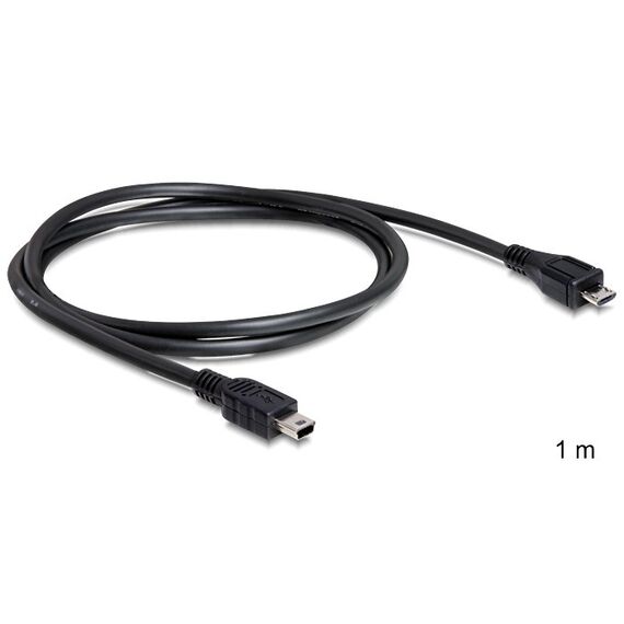 DeLOCK 1m USB2.0 microB/miniB USB Kabel Micro-USB B Mini-USB B 0,48 Gbit/s Schwarz
