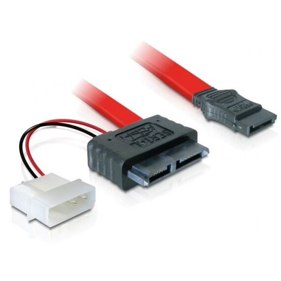 DeLOCK Cable SATA Slimline female + 2pin power > SATA SATA-Kabel 0,3 m SATA 13-pin SATA 7-pin + 2-pin Rot