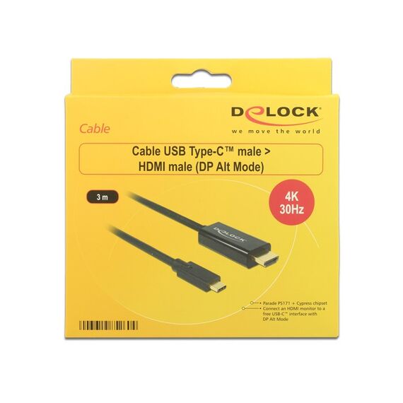DeLOCK 85260 Videokabel-Adapter 3 m USB Typ-C HDMI Schwarz