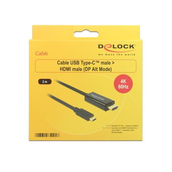 DeLOCK 85291 Videokabel-Adapter 2 m USB Typ-C HDMI Schwarz