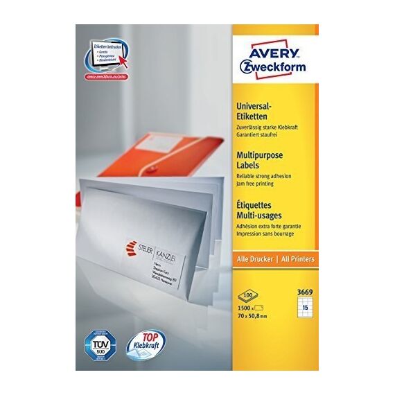 Avery Universal-Etiketten, weiß, 70 x 50,8 mm, permanent
