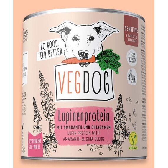 VEGDOG 370096 Hunde-Dosenfutter Amaranth, Karotte, Linse Adult 800 g