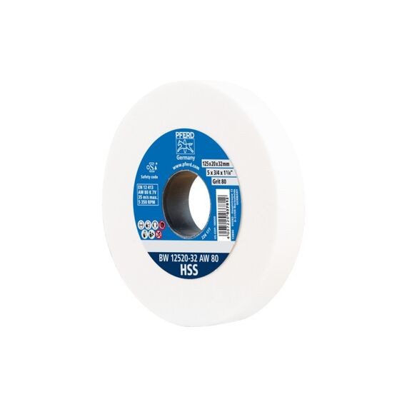 PFERD Schleifbockscheibe Ø 125x20mm Bohrung-Ø 32 mm A80 zum Schärfen von HSS-Bohrern