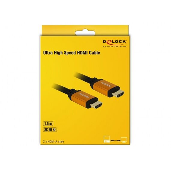 DeLOCK 85728 HDMI-Kabel 1,5 m HDMI Typ A (Standard) Schwarz, Gold, Farbe: Schwarz, Gold, Länge: 1,5 m, 2 image