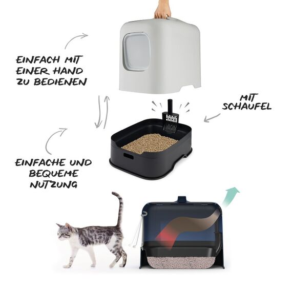 Rotho BIALA Katze Katzenklo mit Haube Beige, Farbe: Beige, 3 image