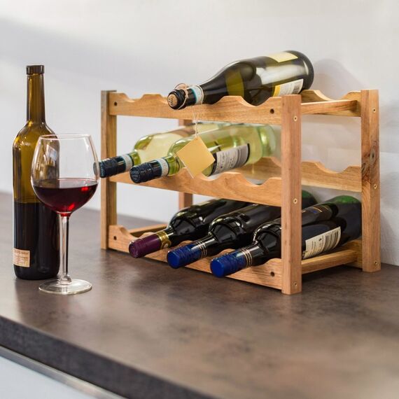 Relaxdays 10019279 Weinregal Tischweinregal 12 Flasche(n) Walnuss, Holz Holz