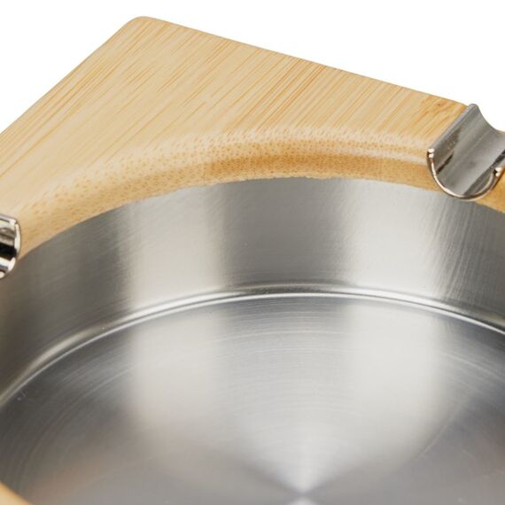 Relaxdays 4052025432171 Aschenbecher Quadratisch Bambus, Stahl, 7 image