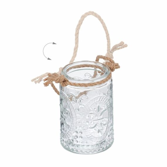 Relaxdays 4052025458133 Kerzenständer Glas, Hemp fibre Braun, Transparent, 5 image